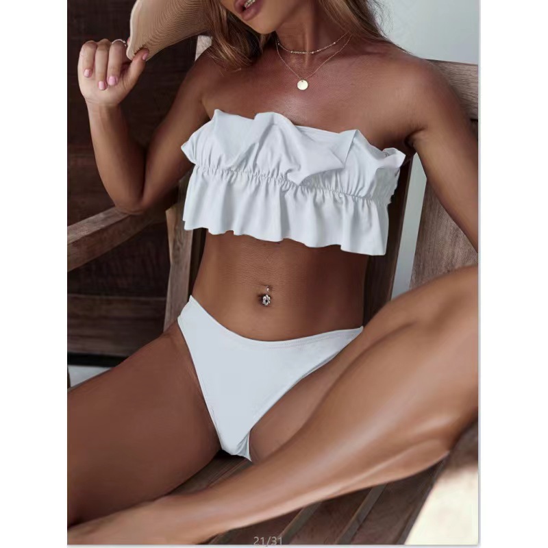 2024 color sólido comercio exterior trajes de baño bikini baja baja básica trajes de baño bikini baja baja