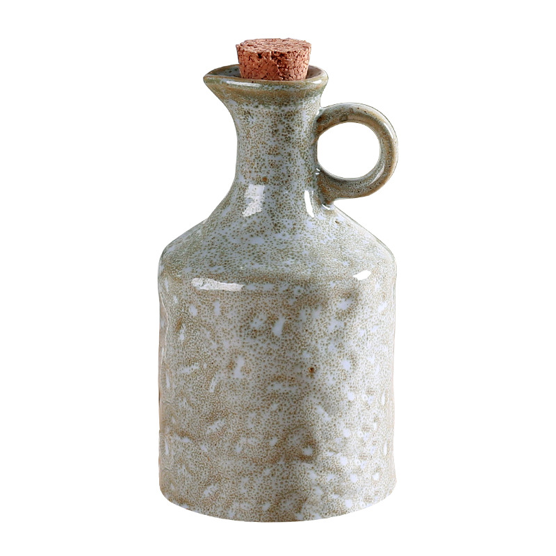 Cocina europea especial hervidor de aceite sin colgar aceite de cerámica doméstica creativa mano de la textura cerámica tapa de botella de aceite a prueba de fugas