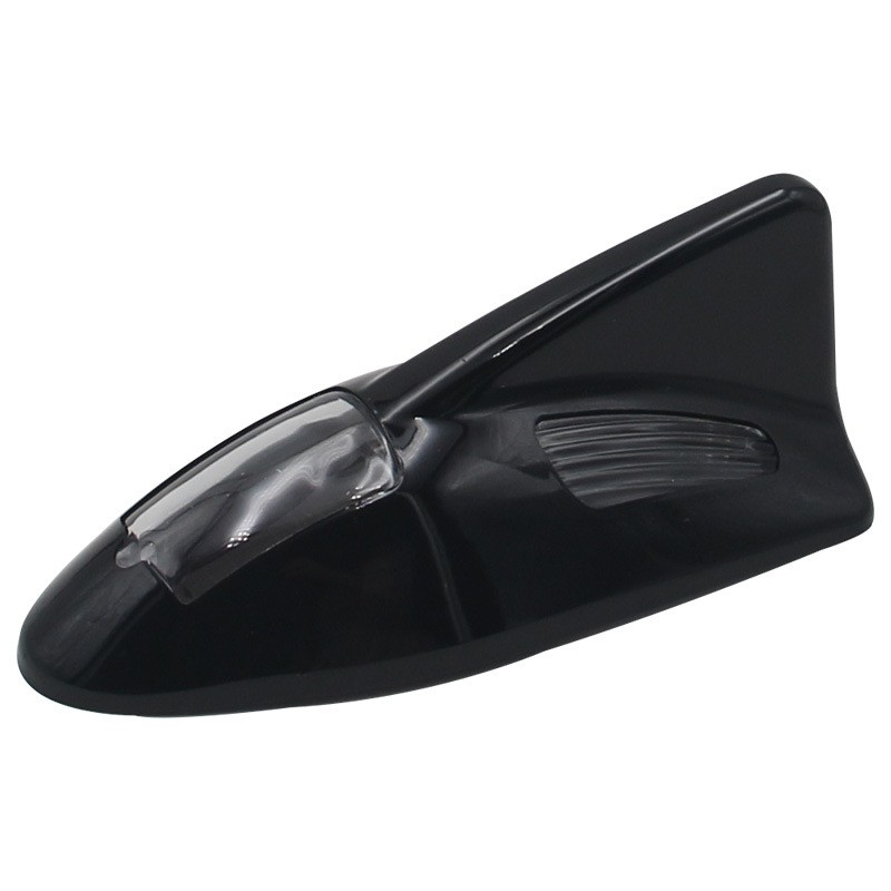 Qìchē Car Solar Anti-Tail Warning Light Shark Fin Double Lamp Antenna Roof (vehicle antenna) - black