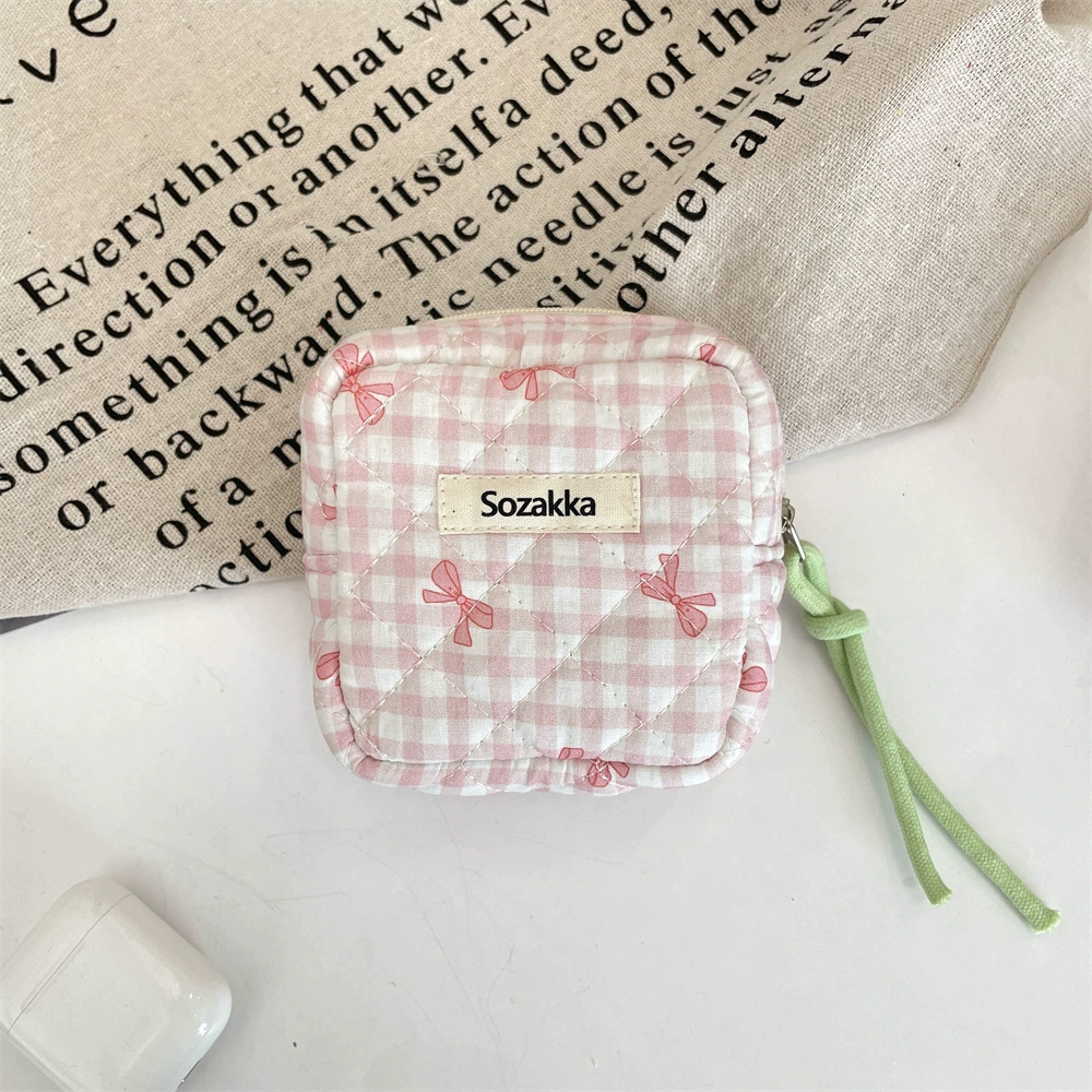 Стеганый маленький кошелек/косметичка/ключница (Sozakka) — компактный 9.5×5×9.5 см