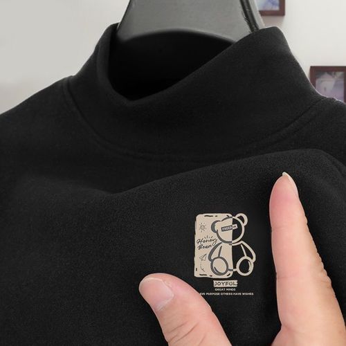 Winter Men's Half-Neck Fleece Base Layer Shirt Warm Inner Long-Sleeve T-Shirt Cross-Border Clothing with Fleece Thermal Shirt