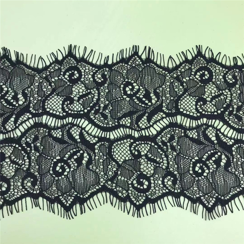 11CM黑色双边无弹蕾丝睫毛花边女装内衣睡衣胸片下摆花边清仓处理