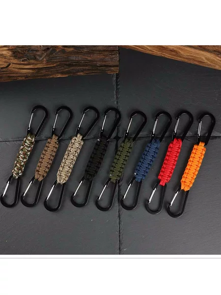Outdoor Emergency carabiner key chain with rope connecting backpack fast pendant umbrella rope woven key chain ring hook