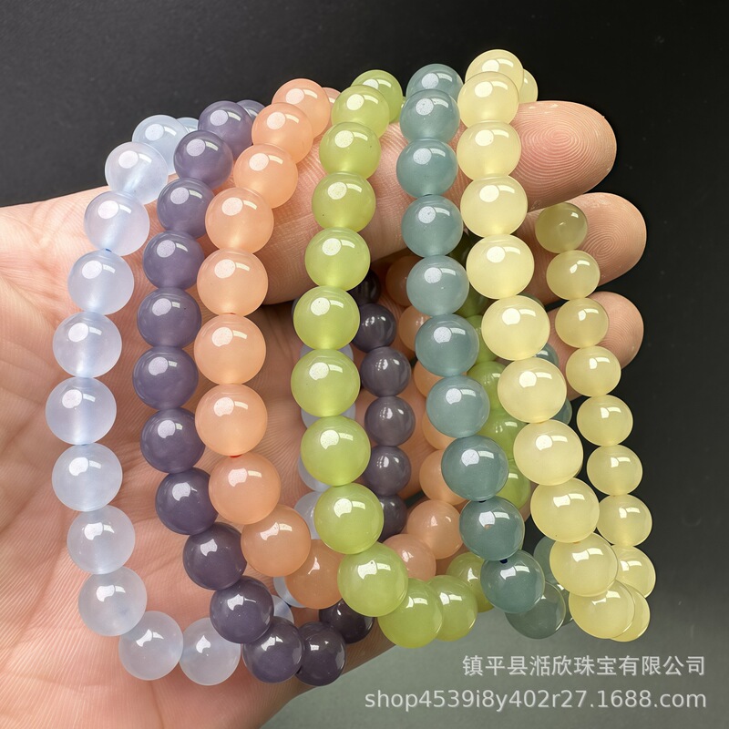 Wholesale Special Event Gifts for Scenic Spots Hetian Jade Bracelet Clear Water Smoke Purple Lotus Root Pink Blue Water Bracelet Collection