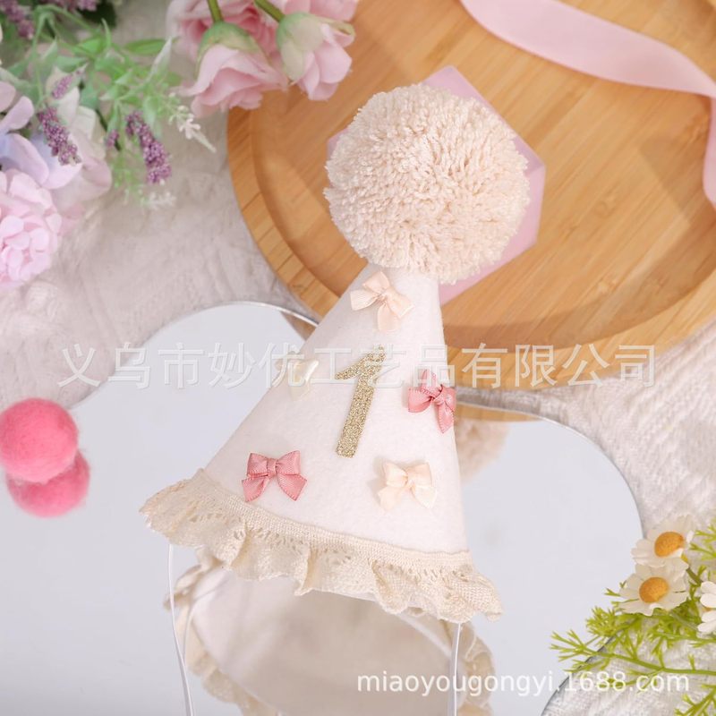 跨境热销波西米亚女宝宝生日帽1岁半岁蝴蝶结尖顶帽拍照道具布置|undefined
