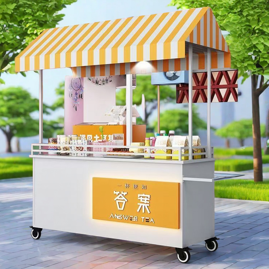 促销花车摆摊神器美食街广场商场促销车集市门店装饰移动促销推车|ru