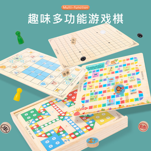 Puzzle desktop game flying chess checkers backgammon chess wholesale board game chess board multifunctional magnetic chess for children