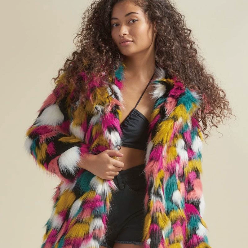 Женское пальто-тренч из искусственного меха под лису средней длины с капюшоном для трансграничной торговли на Amazon