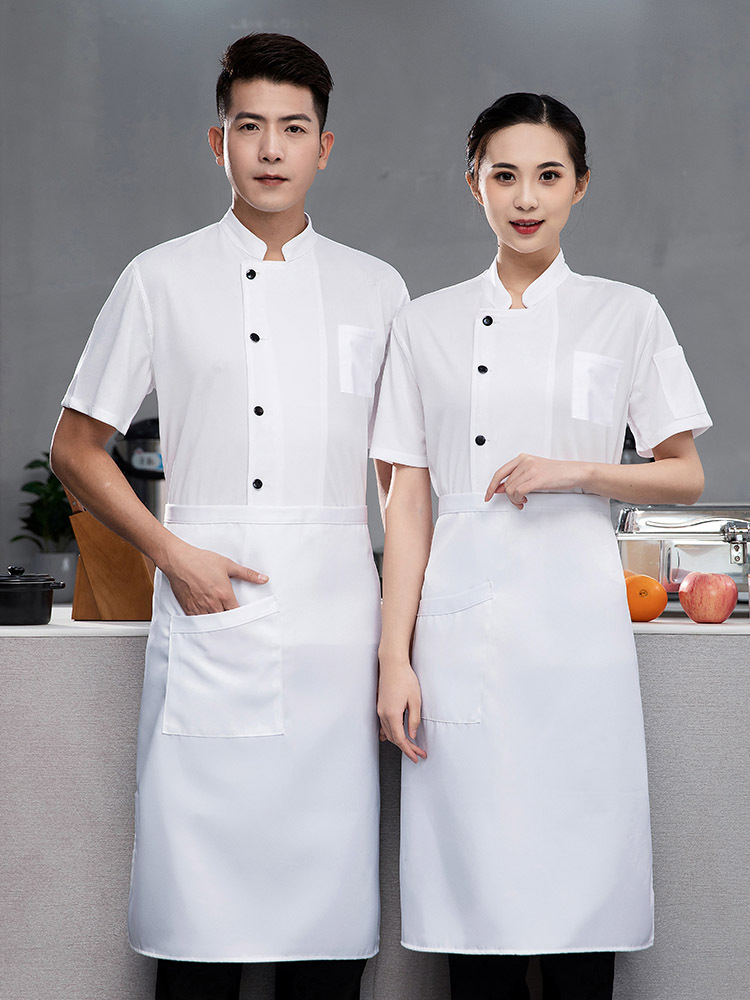 Cuerpo completo malla transpirable chef ropa de trabajo manga corta hombres verano fino hielo seda fresco comedor olla caliente trasero cocina ropa de trabajo image 6