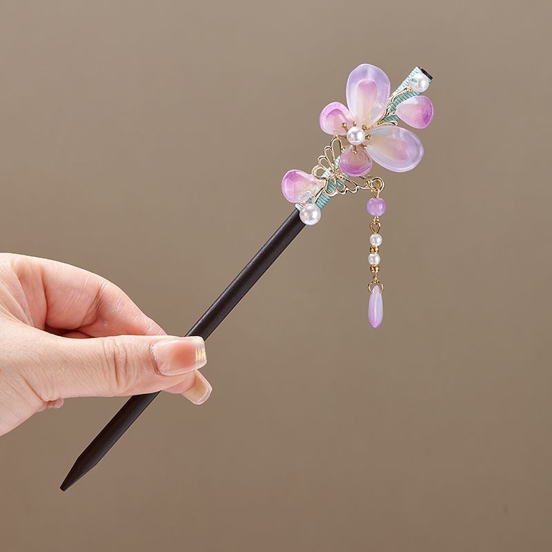 新中式古风发簪少女优雅盘发头饰仿黑檀木发钗古装汉服挽发木簪|undefined