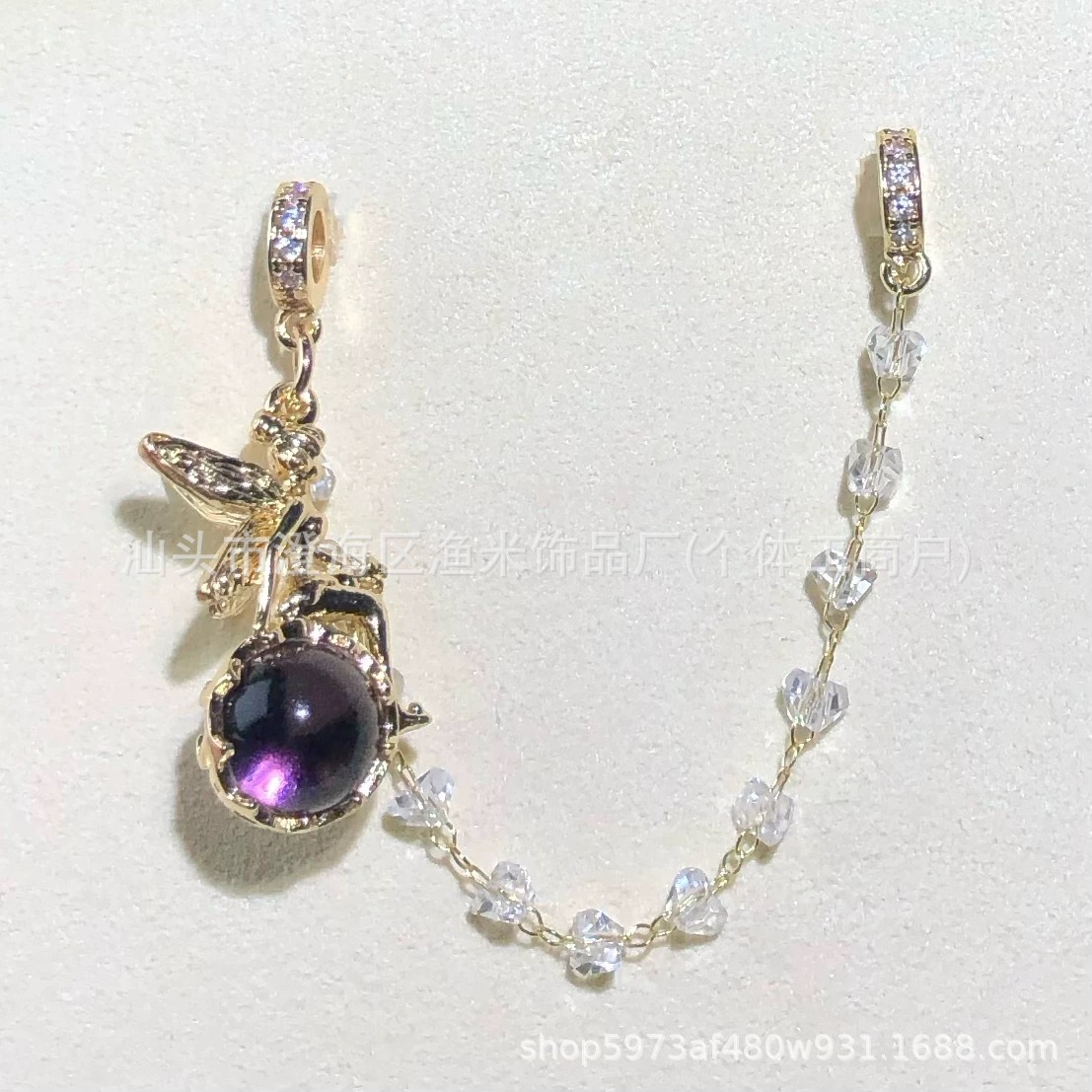 14K Gold-Plated Crystal DIY Accessories Fairy Goddess Pendant Spacer Beads Chain Bracelet Necklace with Chinese Style Jewelry Beads