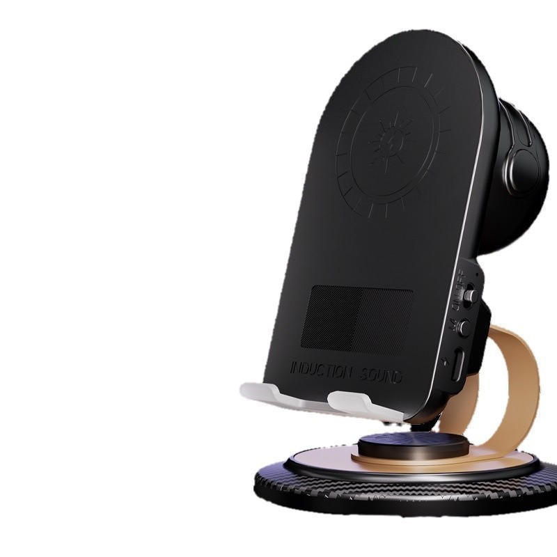 Multifunktionale kabellose Ladehalterung für Handys mit Induktionslautsprecher, tragbare Bluetooth-Box, drehbarer Tablet-Ständer