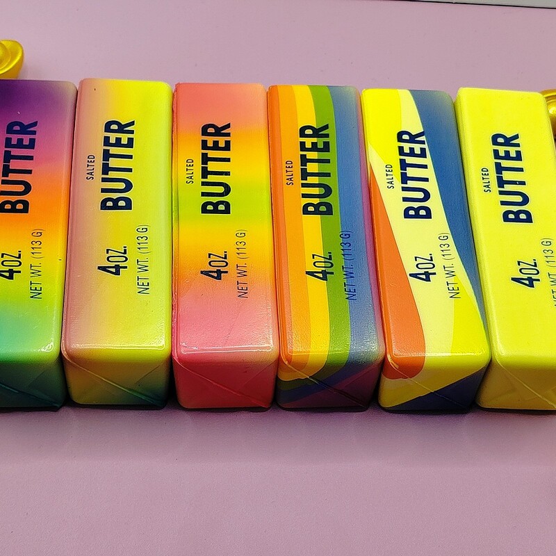 Rainbow Super Soft Butter Stick about 14cm, Elastic and Soft, New Popular Product, Cartoon Finger-Sucking Toy Rainbow Super Soft Butter Stick about 14cm, Elastic and Soft, New Popular Product, Cartoon Finger-Sucking Toy