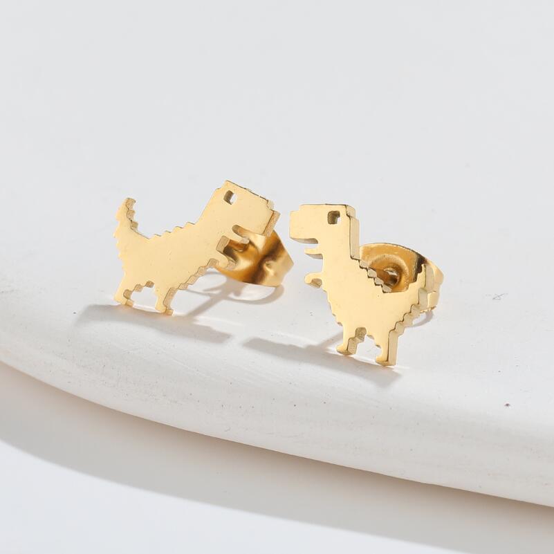 Fashion Dinosaur Titanium Steel Ear Studs 1 Pair display picture 3