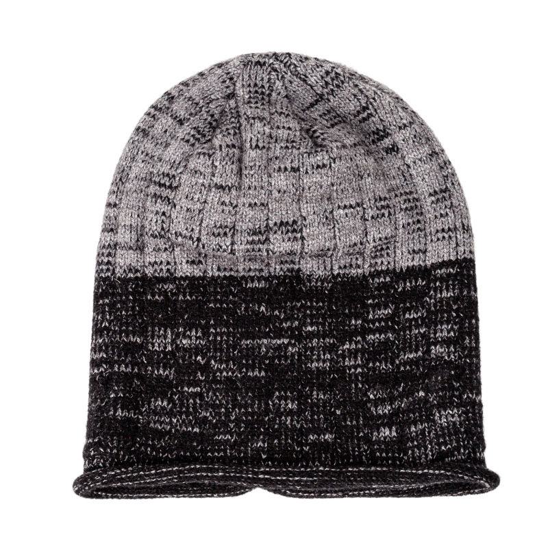 Cappello invernale lavorato a maglia in peluche per isolamento a strisce da esterno da uomo con bordi arricciati spessi, ampia circonferenza della testa elastica,_voghion.com
