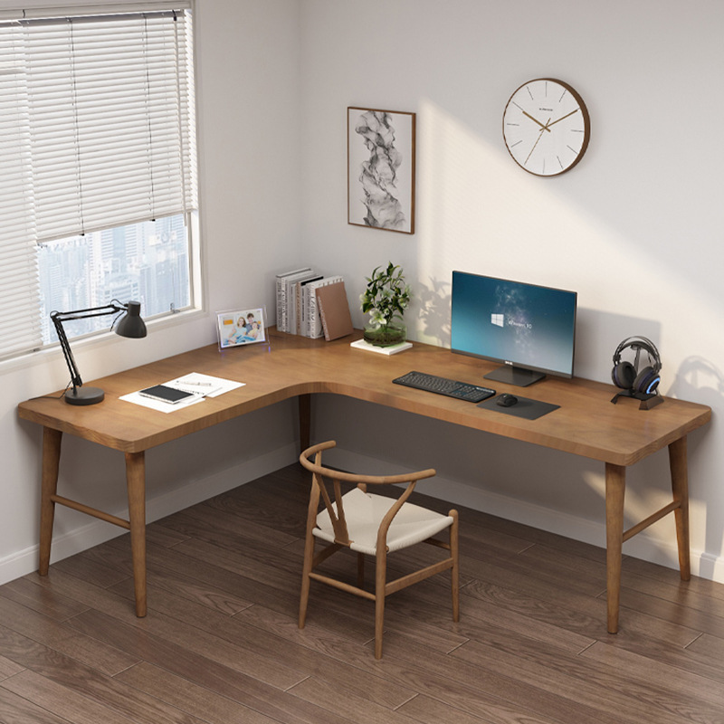Casual Solid Wood Corner Desk Office Desk Home Computer Desk L-Shaped Small Apartment E-Sports Wall-Mounted Long Table