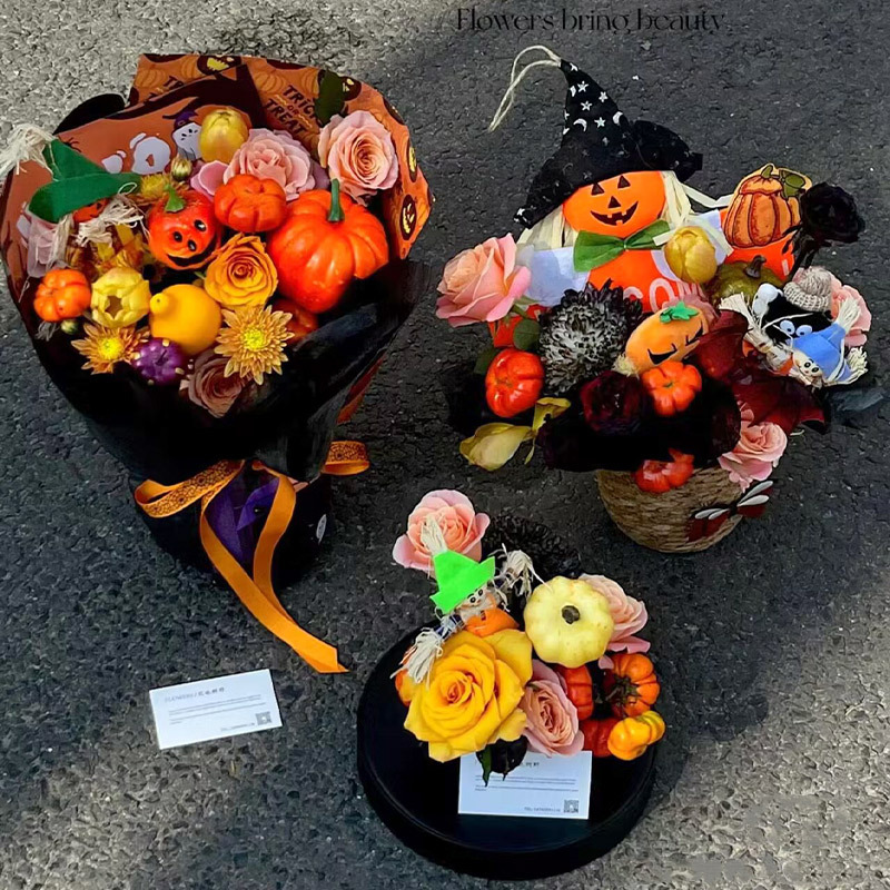 万圣节搞怪小玩偶节日花店花艺礼品配饰毛绒挂件手工diy花束包装