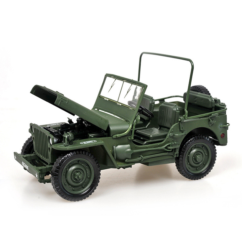 1:18 Segunda Guerra Mundial Willis Jeep táctico modelo de aleación de automóvil recuerdos de veteranos simulación adornos al por mayor