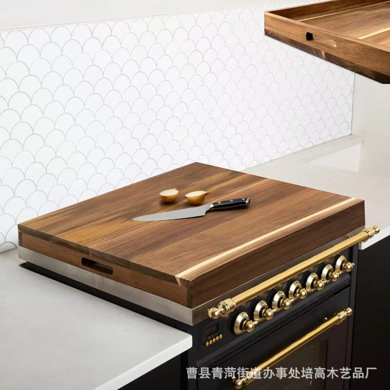 シンプルな木製ガスコンロのカバー家庭用キッチンかまどの仕切り板木製手提げ多目的野菜揉みパネル|undefined