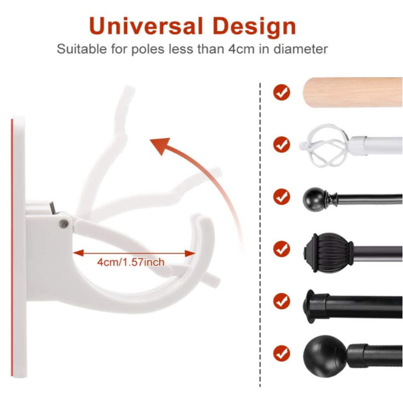 长款棒状物挂夹 窗帘杆挂架 粘钩挂钩浴帘杆挂夹 2pcs 毛巾杆挂架详情6