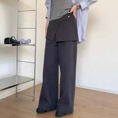 韩系设计感屁帘直筒休闲裤女秋季2025新款宽松显瘦拖地阔腿长裤