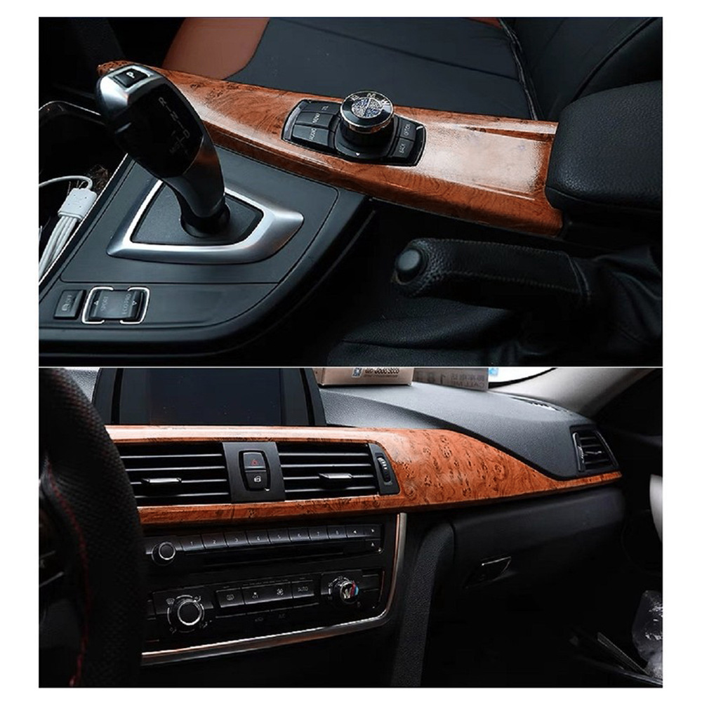 High-End Car Interior Color-Changing Film, Glossy Wood Grain and Sparrow Pattern Modification Sticker, Peach Wood Grain Central Control Renovation Sticker