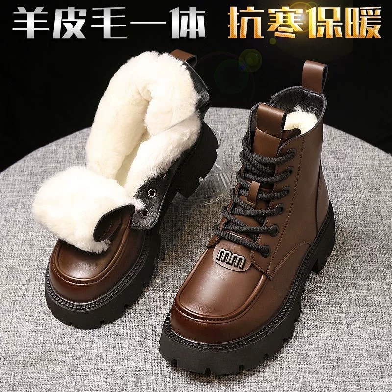 Winter Platform Boots Martens, Lace-Up, Shearling Lined, Sizes 35–40