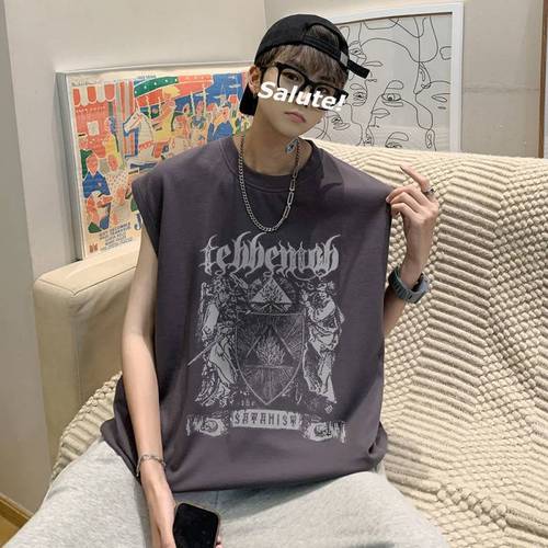 American-style crew neck vest men's retro trendy brand basketball sports sleeveless T-shirt ins innerwear top 12