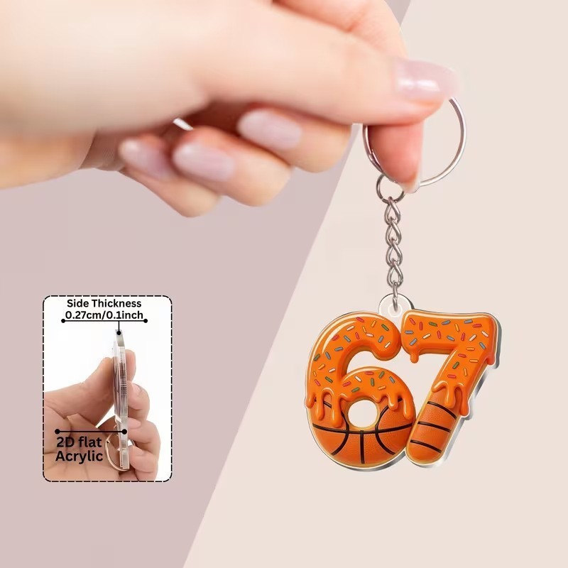 Colgante transfronterizo 2D plano creativo llavero acrílico fútbol béisbol baloncesto rugby voleibol simple 67 claves