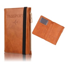 亞馬遜歐美復古真皮護照保護套 多功能簡約RFID長款跨境護照包