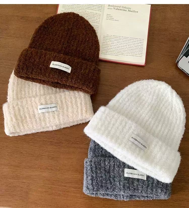 Style Autumn Winter Warm Face Slimming Cold-proof Knitted For Women Korean Patch Soft Pullover Cold Hat_voghion.com