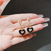 Earrings, black silver needle from pearl, simple and elegant design, Korean style, silver 925 sample, wholesale