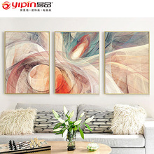 线条现代简约沙发背景墙三联卧室油画挂画客厅装饰画批发极简