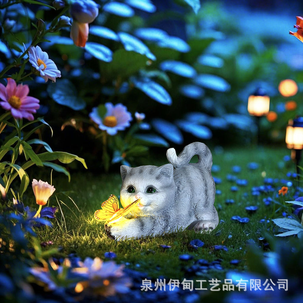 회색 고양이 나비 날림 무드등 (웜화이트)