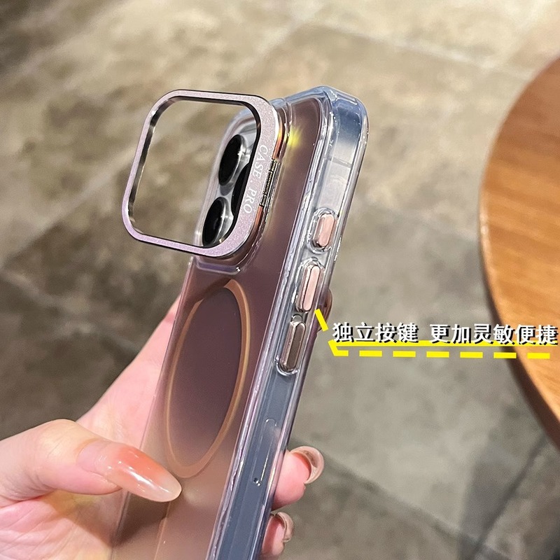 适用iPhone16promax高级感镭射磁吸手机壳苹果15镜头支架防摔保护|undefined