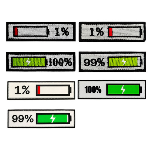 3D Personalized Velcro Badge PVC Waterproof Badge Charging 99% Remaining Battery 1% Morale Badge Embroidered Cloth Sticker