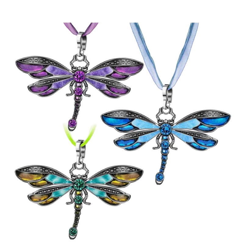 Factory Direct Sales Dragonfly Vintage Ribbon Cord Multi-Color Antique Silver Diamond Necklace for Children and Girls Foreign Trade Jewelry Factory Direct Sales Dragonfly Vintage Ribbon Cord Multi-Color Antique Silver Diamond Necklace for Children and Girls Foreign Trade Jewelry