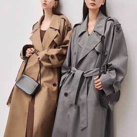 工厂2025秋冬巴黎旧梦廓形大翻领双排扣中长款气质风衣外套女高街