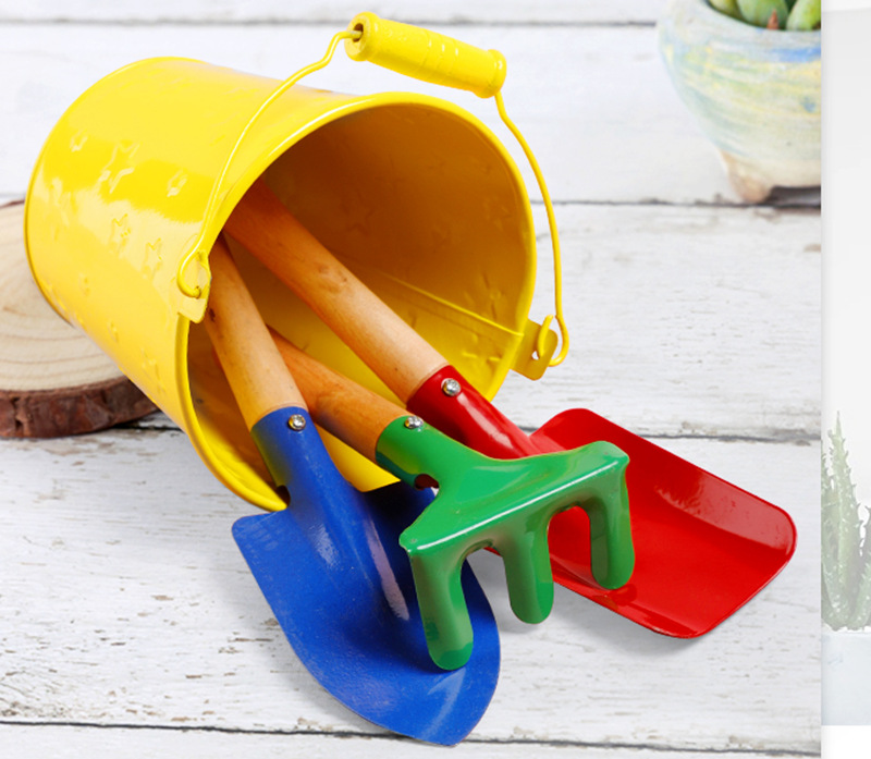 Pala pequeña herramientas de jardinería para niños plantación de pala de tres piezas traje de excavación pala de juguete de playa plantación de pala de flores