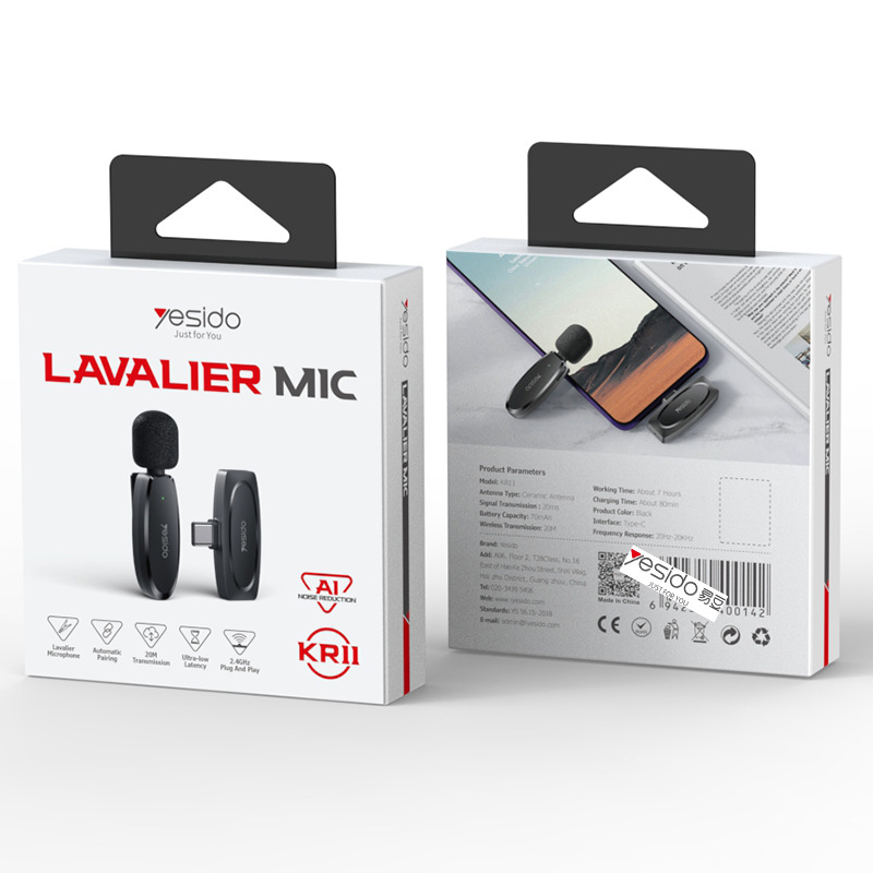 Yesido inalámbrico collar clip micrófono uno a dos se puede utilizar para la computadora profesional teléfono móvil transmisión en vivo inalámbrico abeja