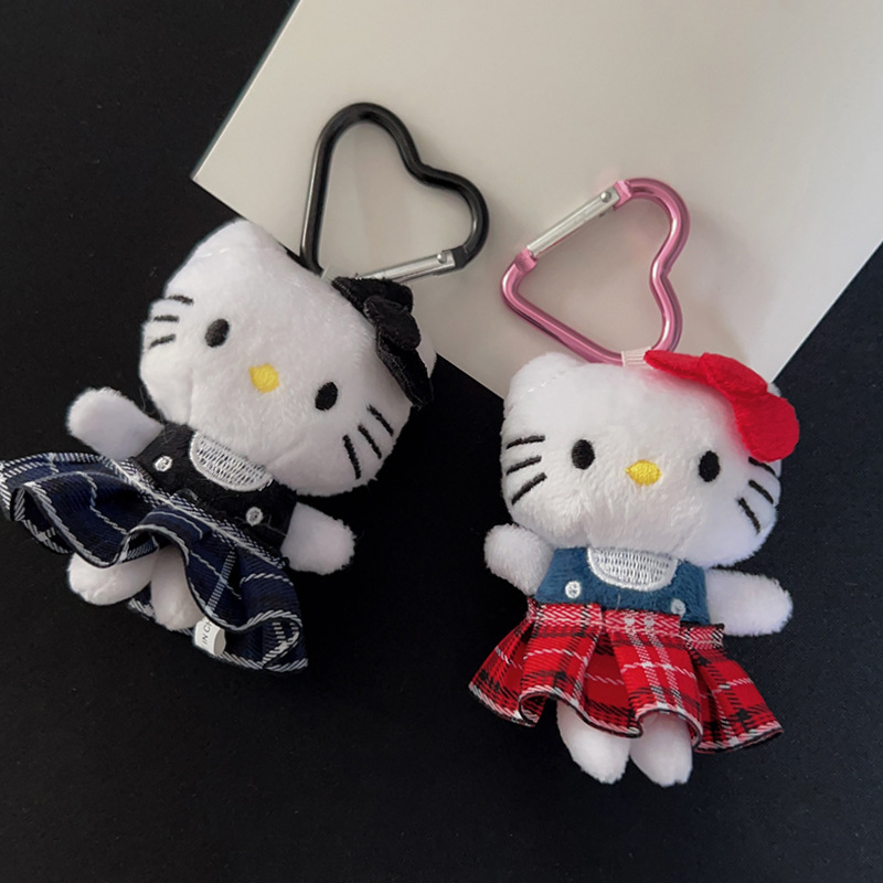 女装英国風プリーツスカートハローキティぬいぐるみペンダントインスタイル人形ラブキーホルダーバッグペンダント|undefined