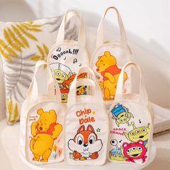 Cartoon portable water bottle bag, portable thickened canvas bag, mommy bag, casual handbag, girly heart storage bag