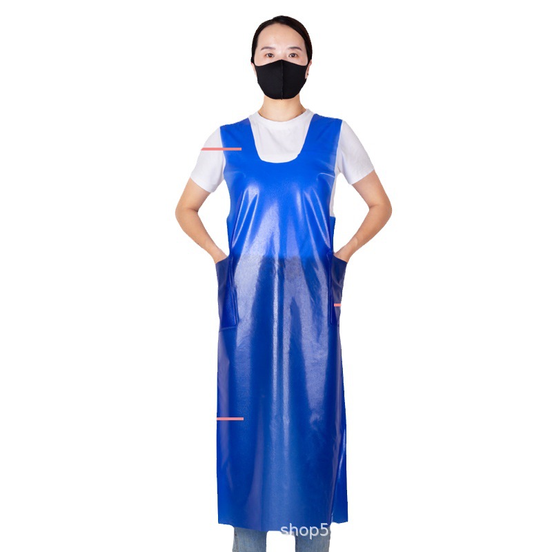 Personalizado chaleco de PVC tendón de vaca impermeable delantal de piel de aceite cocina espesa pescado trabajo especial abrigo de desgaste inverso