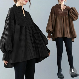 2025 Autumn New Korean Style Loose Plus Size Knitted Patchwork Shirt for Women, Slimming Vintage Style