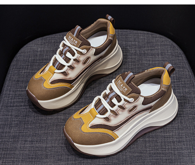 Giày sneaker nữ đế dày 2026 mới nhất thu đông, phong cách thể thao đa năng, đế mềm êm ái tăng chiều cao — M2962 màu vàng, M2962 màu xanh lá cây chi tiết 15
