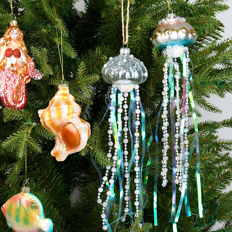クリスマス装飾品彩色工芸ガラスペンダント海洋シリーズクリスマスツリーペンダント部品ショーウインドーシーン配置|undefined