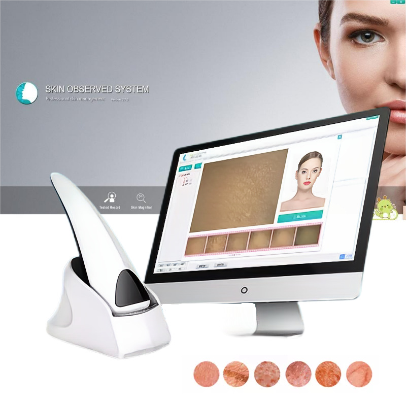 Detector de poros de piel, analizador de piel especial para salón de belleza de alta definición, inglés multilingüe para comercio exterior