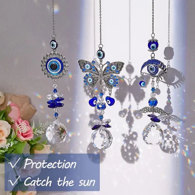 Crystal Turkey evil magic eye Crystal Sun Catcher pendant light shadow wind chimes Rainbow garden decoration