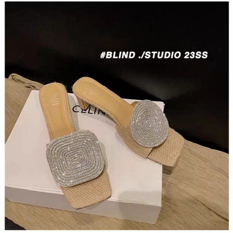 European and American Style Women's Sandals for Outdoor Wear, 2026 New Summer Model, Woven Thin Strap Square Toe Mid-Heel Hollow High-Heeled Sandals European and American Style Women's Sandals for Outdoor Wear, 2026 New Summer Model, Woven Thin Strap Square Toe Mid-Heel Hollow High-Heeled Sandals