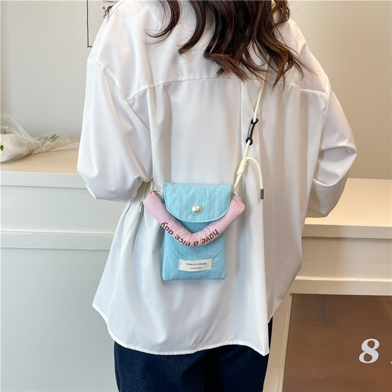 韩系单肩包冬季棉服手提小方包女手机口红配饰包轻便钥匙零钱斜挎|undefined